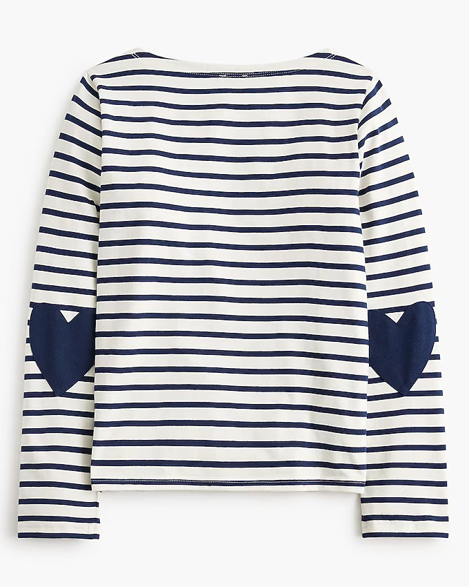 Boatneck striped top with heart elbow patches | J.Crew Factory
