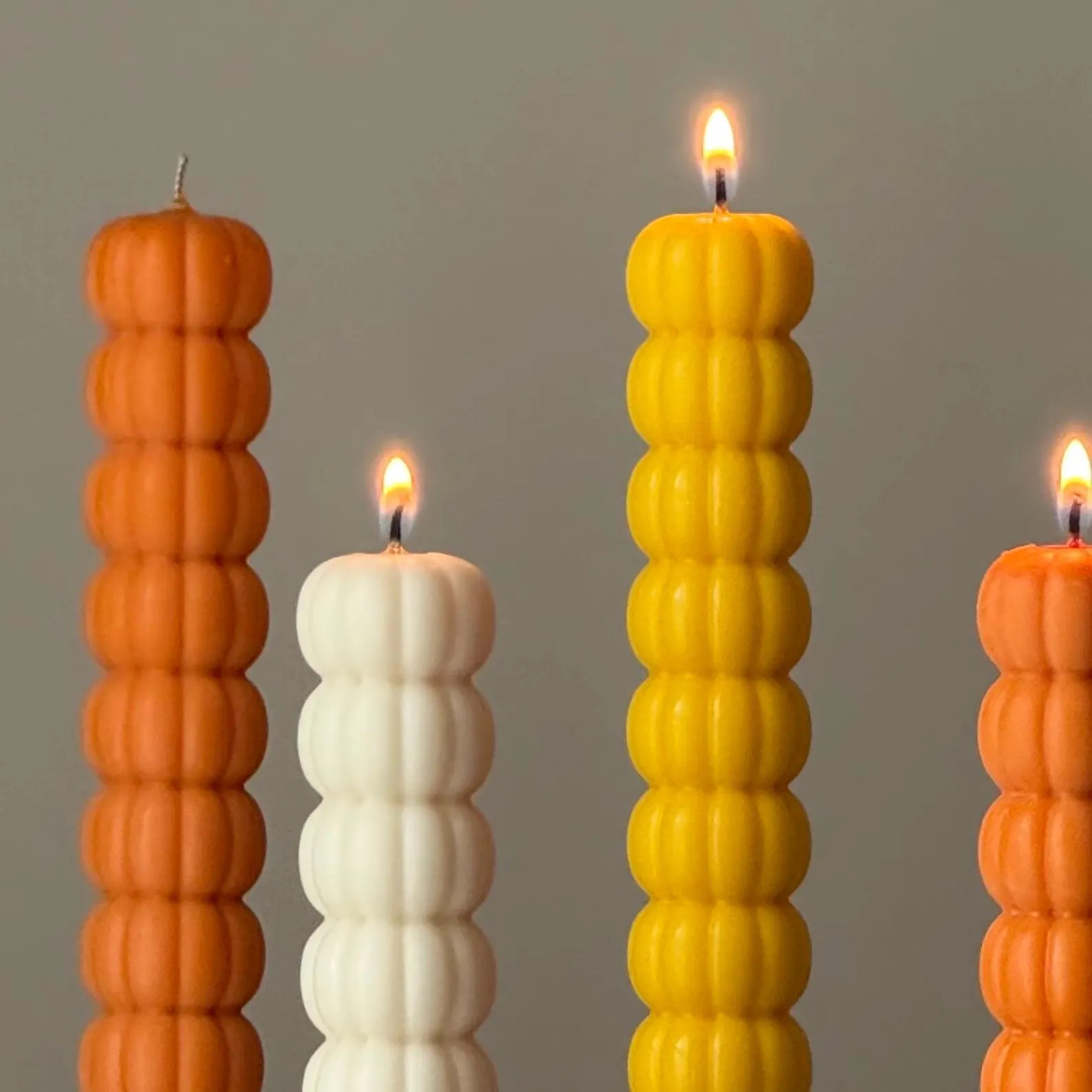 Hand Poured Soy Wax Pumpkin Taper Candle: Halloween Decor - Etsy | Etsy (US)