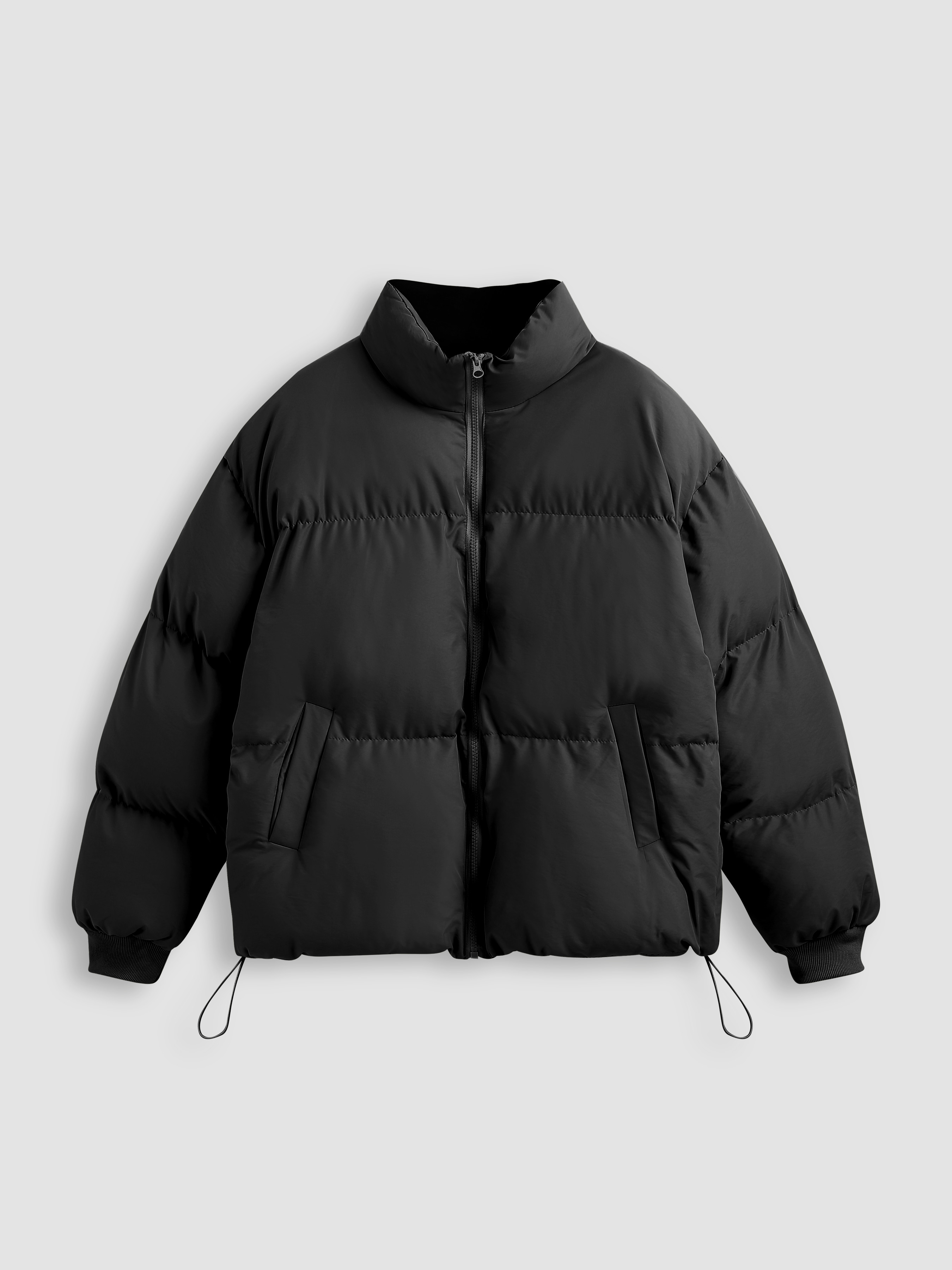 Damenmantel Basic & Thermal Gewebt Zip-Vorderseite Kragen-Pufferjacke | Cider