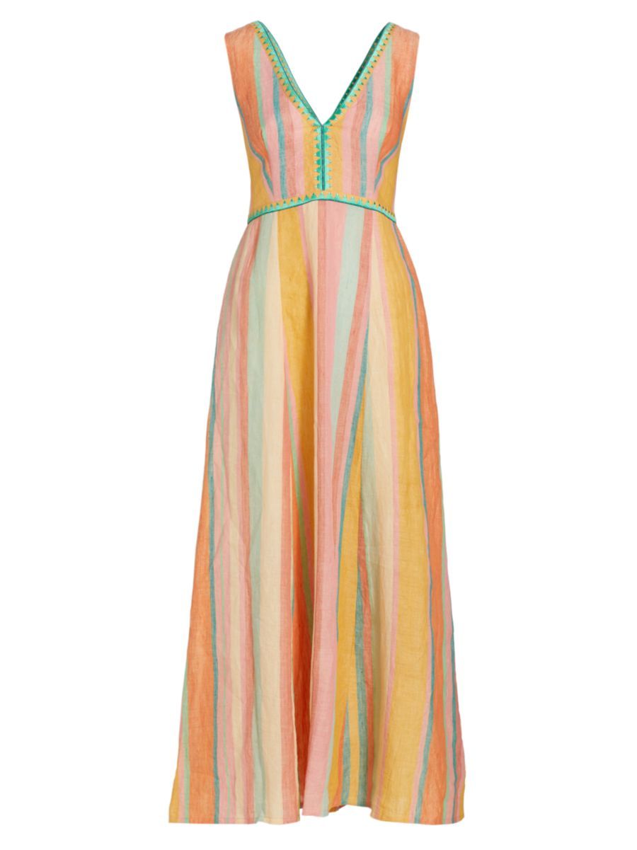 Nellie Rainbow Stripe Linen Dress | Saks Fifth Avenue