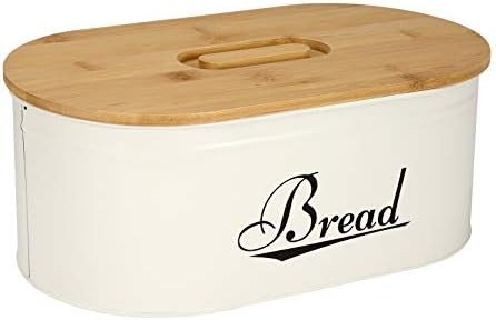 Metal Black Bread Box Bread Storage, Bread Container with Bamboo Lid, Farmhouse Bread Box for Kit... | Amazon (UK)