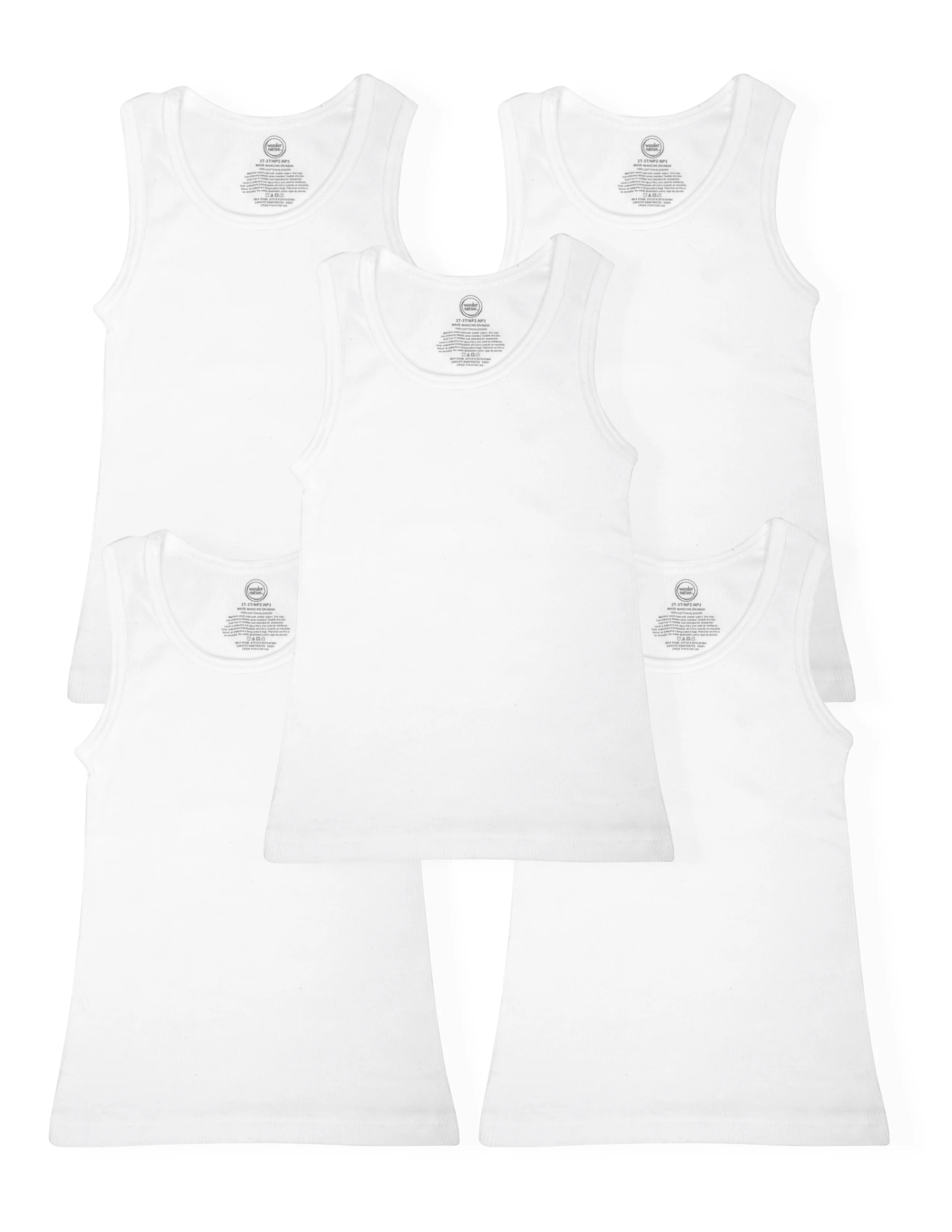 Wonder Nation Boys Cotton Tank Top Undershirt, 5-Pack, Sizes S-XXL & Husky - Walmart.com | Walmart (US)