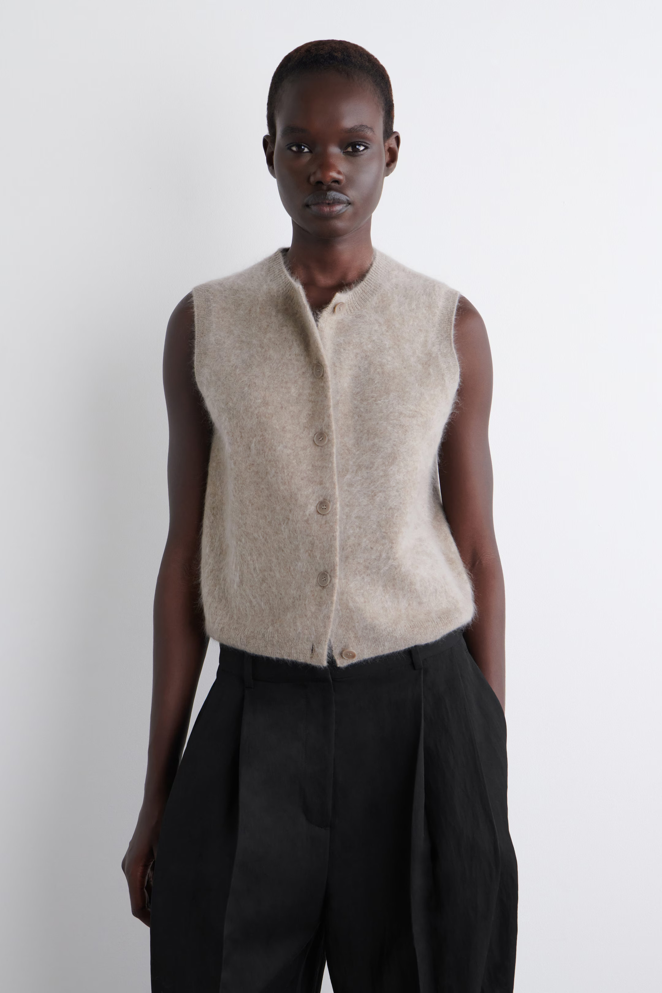 BRUSHED-CASHMERE WAISTCOAT - BEIGE | COS | COS UK