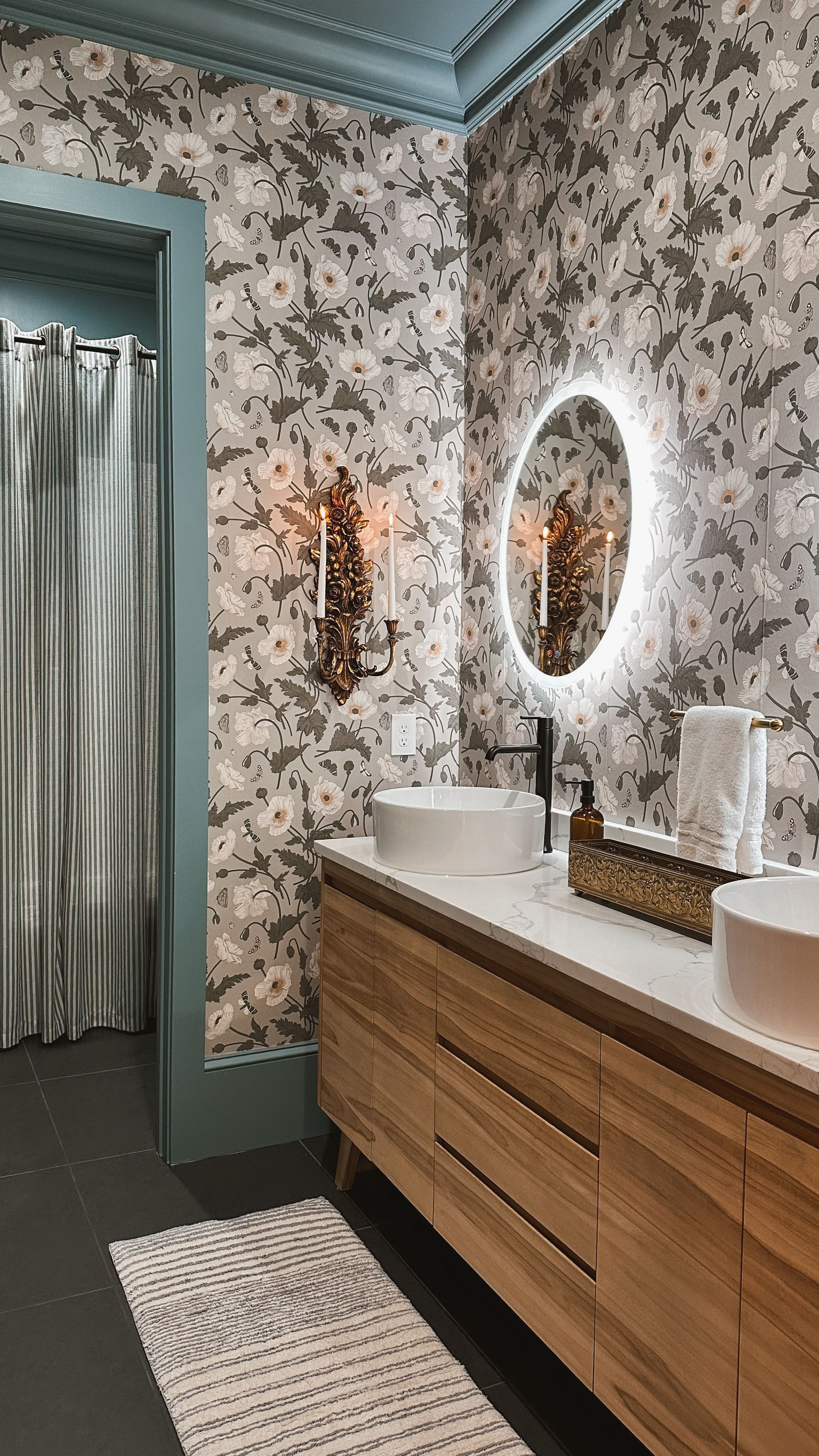 What used to be a very boring, builder grade bathroom is now full of texture, pattern and color. Wallpaper is Natalia by Peel and Paper! 

 

#LTKCyberWeek #LTKHome #LTKKids