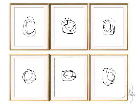 Set of 6 Black White Abstract Art Set of 6 Prints Abstract | Etsy | Etsy (US)