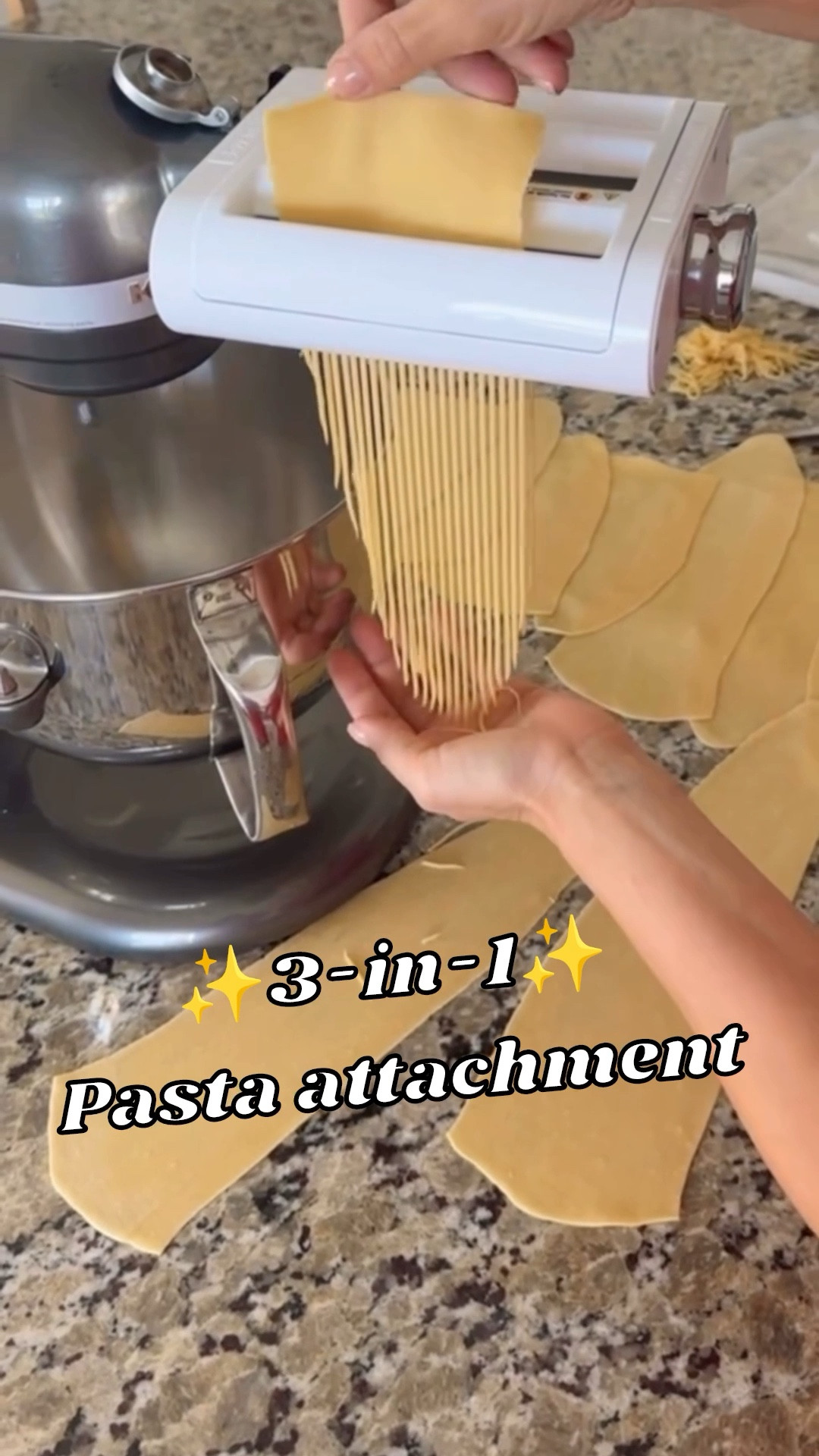 The Kitchenaid mixer has an option for attachments and we’ve had the meat grinder one and have used it a few times but I have a feeling the pasta maker will be getting more use for a while! 😍 

First of all, homemade pasta dough is 2 ingredients and a couple minutes of work with zero tools needed and you can totally just roll it with a rolling pin and cut with a knife but this was SO fun, a lot more precise/consistent, and I like feeling like a pro 😜

PLUS, you can use it for small amounts of fondant for decorations and details (it’s not wide enough to make a sheet big enough to cover a cake!)

#LTKFindsUnder100 #LTKHome #LTKFamily