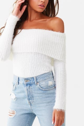 Fuzzy Off-the-Shoulder Sweater | Forever 21 (US)