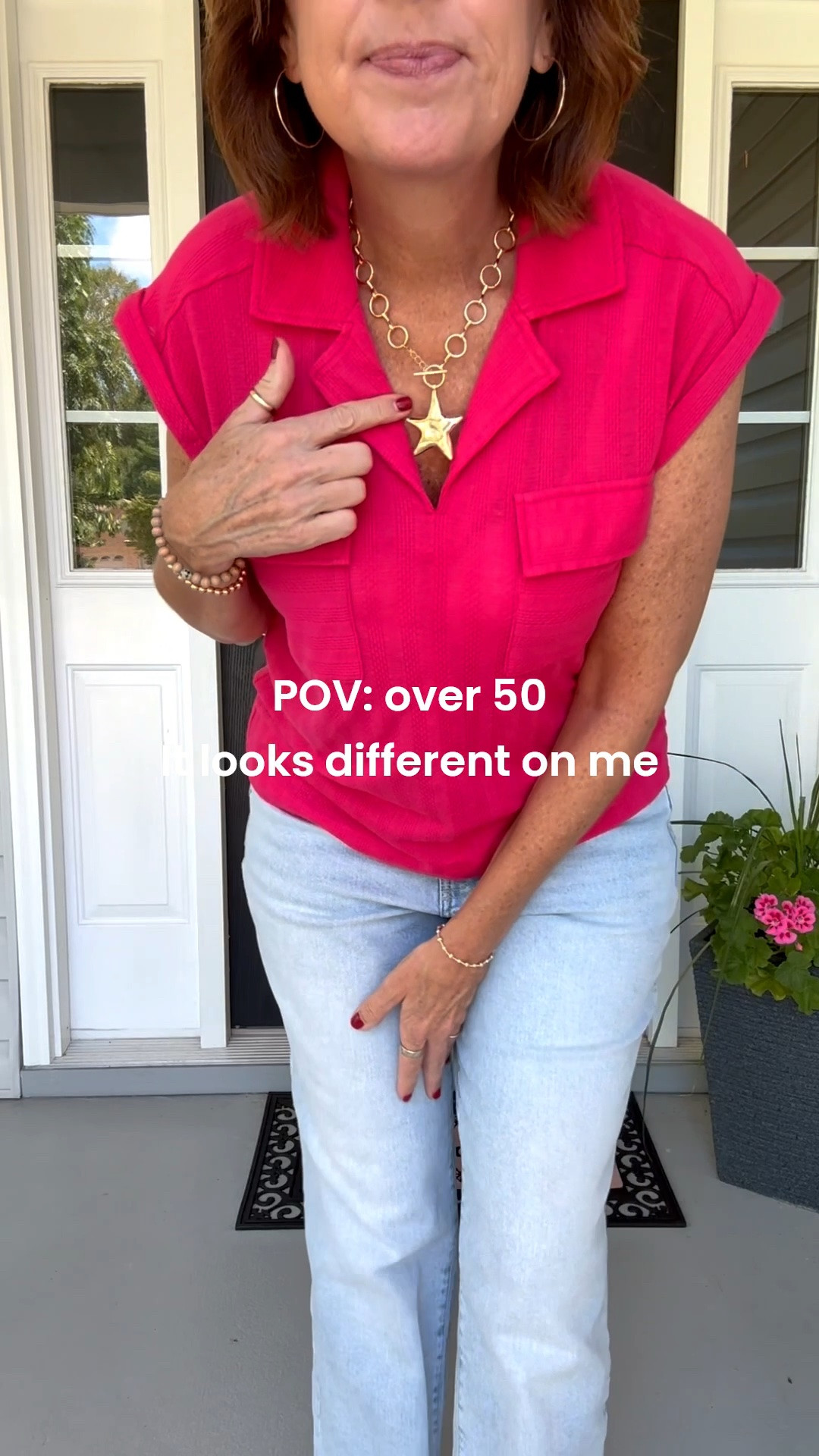 Wondering what this star necklace actually looks like on a woman in her 50s? I love seeing jewelry and fashion on influencers, but sometimes I want to know how it will look on someone in midlife—so here it is on me! A realistic look at this pretty star necklace styled for everyday wear. Perfect for women over 50 looking for simple jewelry, midlife style inspiration, everyday necklaces, and realistic fashion finds.

#LTKOver40