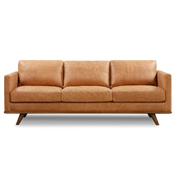 85" Full-Grain Genuine Italian Leather Square Arm Sofa | Wayfair North America