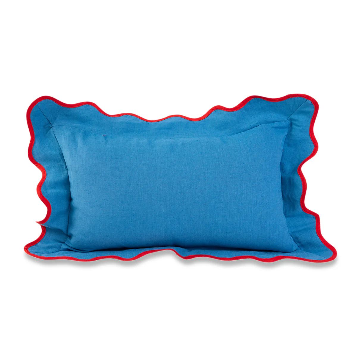 Furbish Studio - Darcy Linen Lumbar Pillow - Peacock + Cherry | Furbish Studio