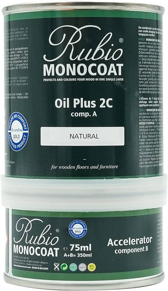 Rubio Monocoat Oil Plus 2C, 350 Milliliters, Natural, Interior Wood Stain and Finish, Food Safe, ... | Amazon (US)