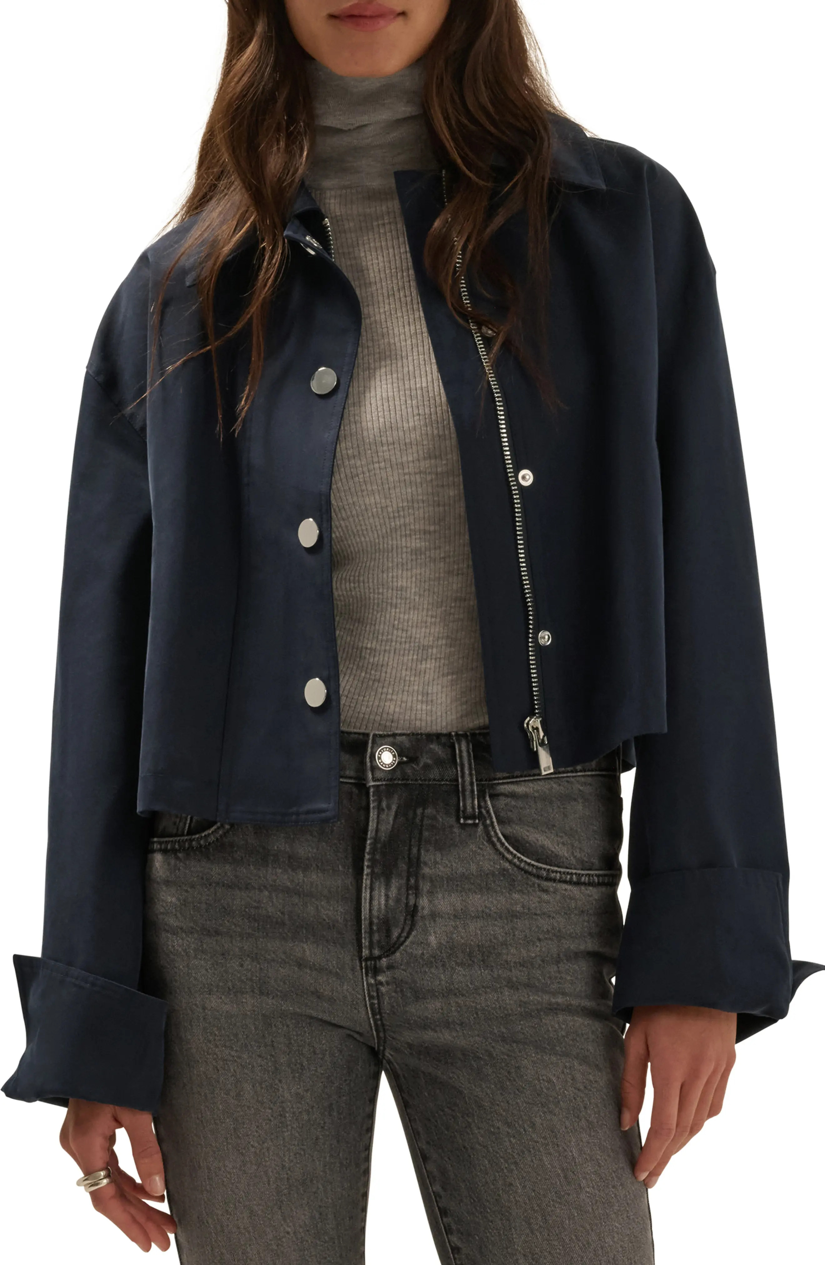 Favorite Daughter The Rue Cropped Trench in Khaki at Nordstrom, Size Medium | Nordstrom