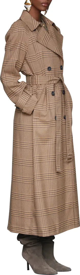 Avec Les Filles Double Breasted Houndstooth Plaid Trench Coat | Nordstrom | Nordstrom