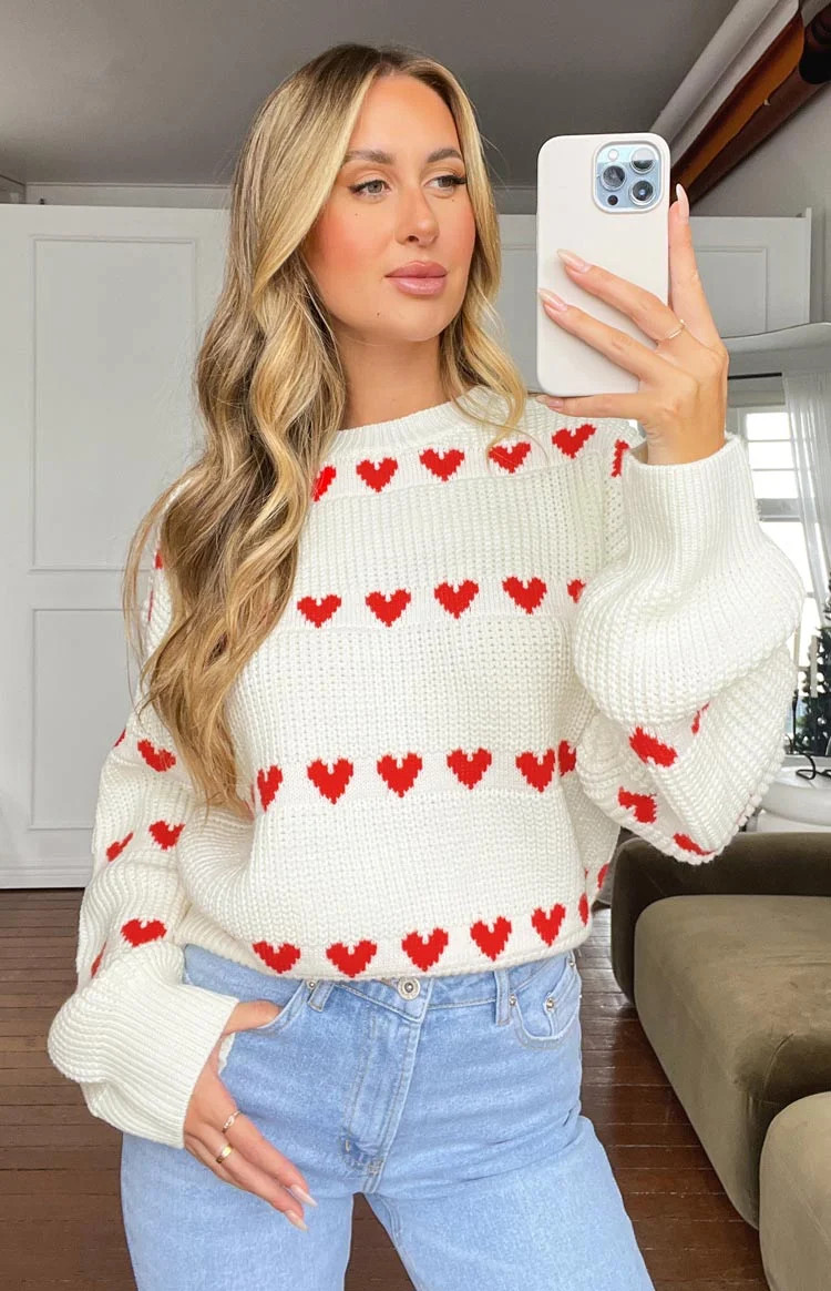 Lovey Red Heart Stripe Jumper | Beginning Boutique (US)