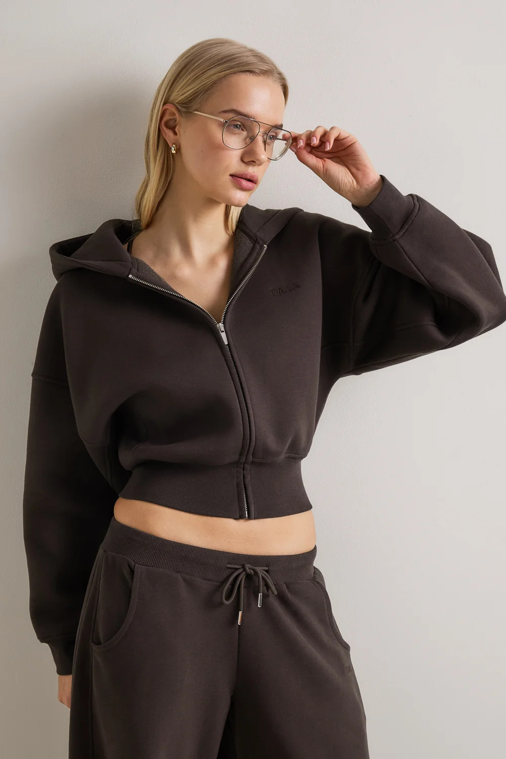 Cocoon Zip Through Hoodie - Americano | TALA (UK)
