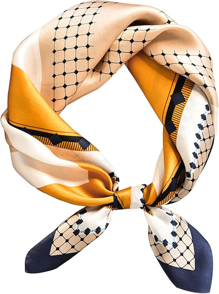 kcctoo 27.5" Mulberry Silk Feeling Head Scarf Women's Fashion Square Neck Satin Scarfs for Bag Ha... | Amazon (US)