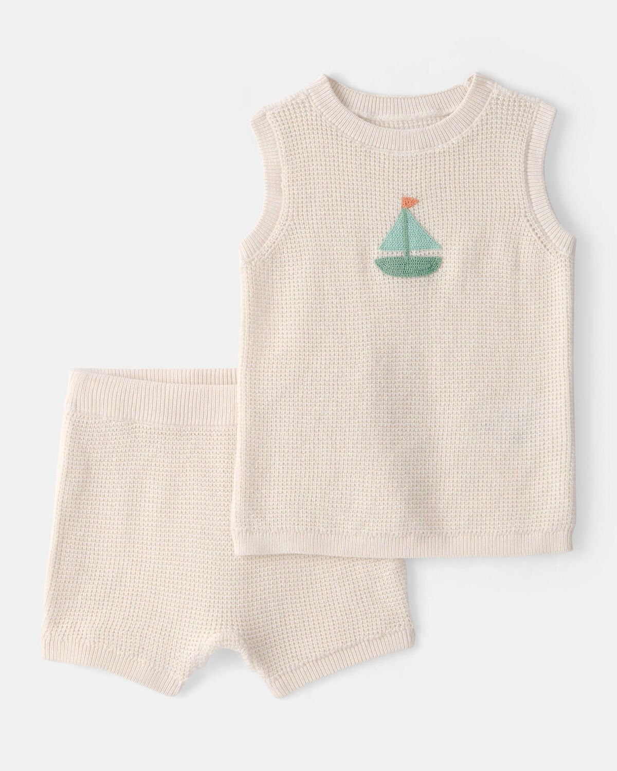Baby 2-Piece Sailboat Crochet Top & Short Set - Cream | Carter's | Carter's Inc