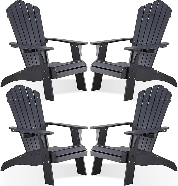 Psilvam Adirondack Chair, Oversized Poly Lumber Fire Pit Chair with Cup Holder, 350Lbs Support Pa... | Amazon (US)