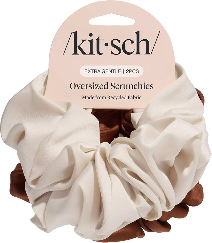Kitsch Recycled Satin Oversized Scrunchies – Large Hair Scrunchies for Women, Eco-Friendly Hair... | Amazon (US)