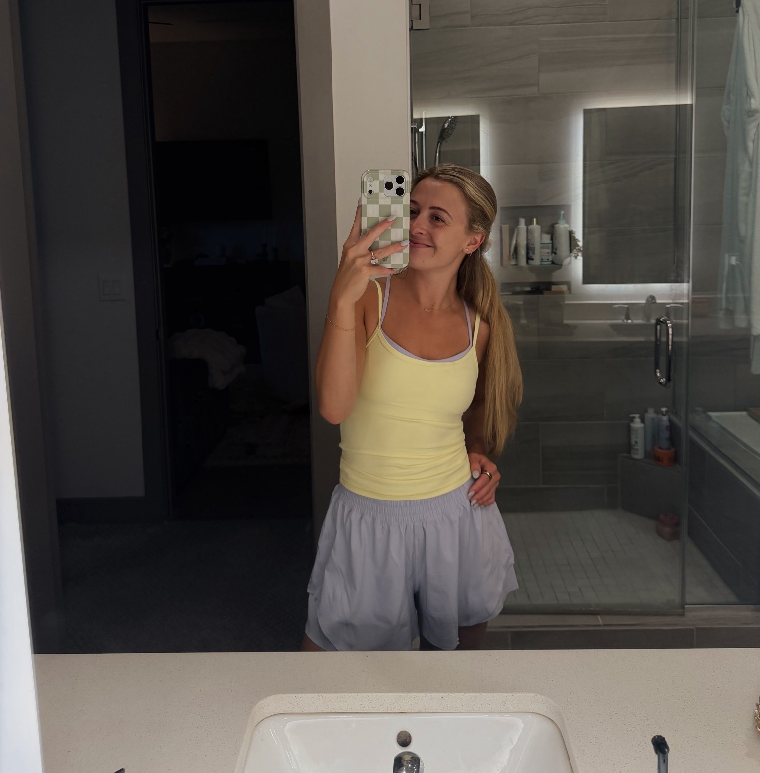 walking fit, spring fit, butter yellow, matching set, tank and bra 

#LTKActive #LTKootd #LTKfitnessgoals