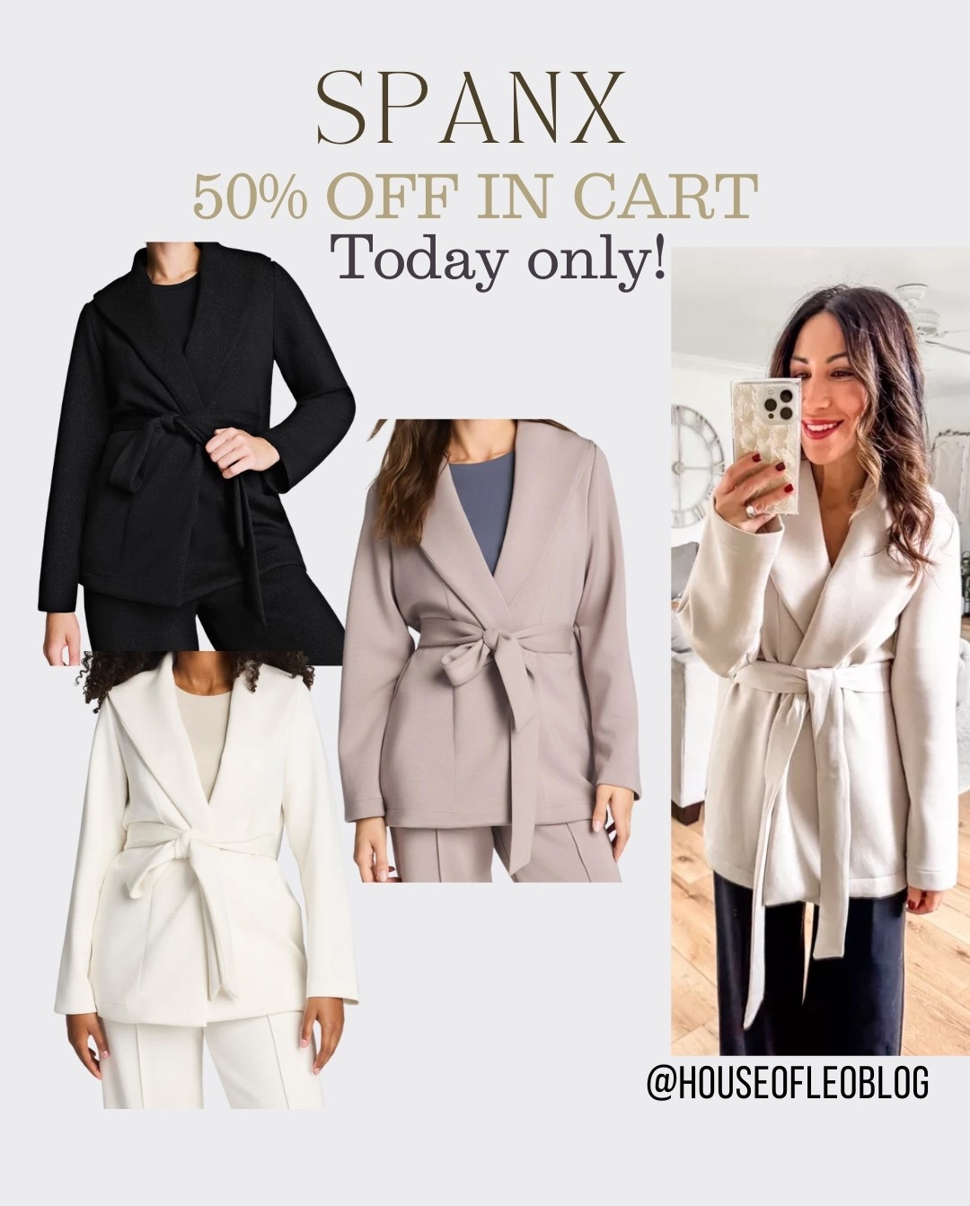 50% off in cart today only. Wearing small wrap cardigan. Spanx sale 



#LTKGiftGuide #LTKOver40 #LTKSaleAlert