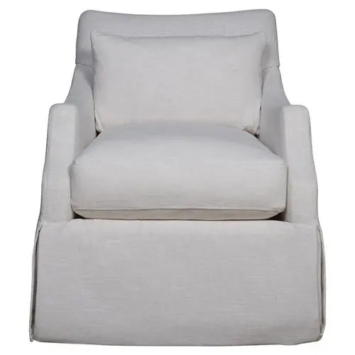 Iris French Country Cream Slipcovered Swivel Living Room Arm Chair | Kathy Kuo Home