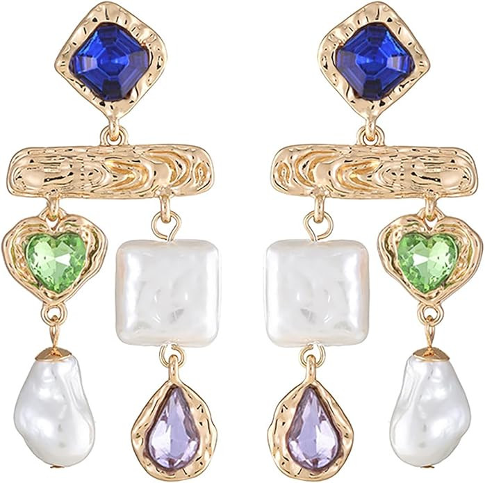 Baroque Pearls Stud Earrings Dangle Earrings Christmas Jewelry Gifts for Women | Amazon (US)