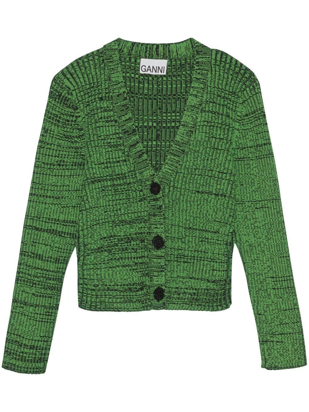 cropped melange knit cardigan | Farfetch Global