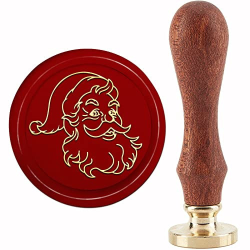 CRASPIRE Christmas Wax Seal Stamp Santa Claus Sealing Wax Stamps 30mm Retro Vintage Removable Brass Stamp Head with Wood Handle for Wedding Invitations Halloween Xmas Thanksgiving Gift Packing | Amazon (US)