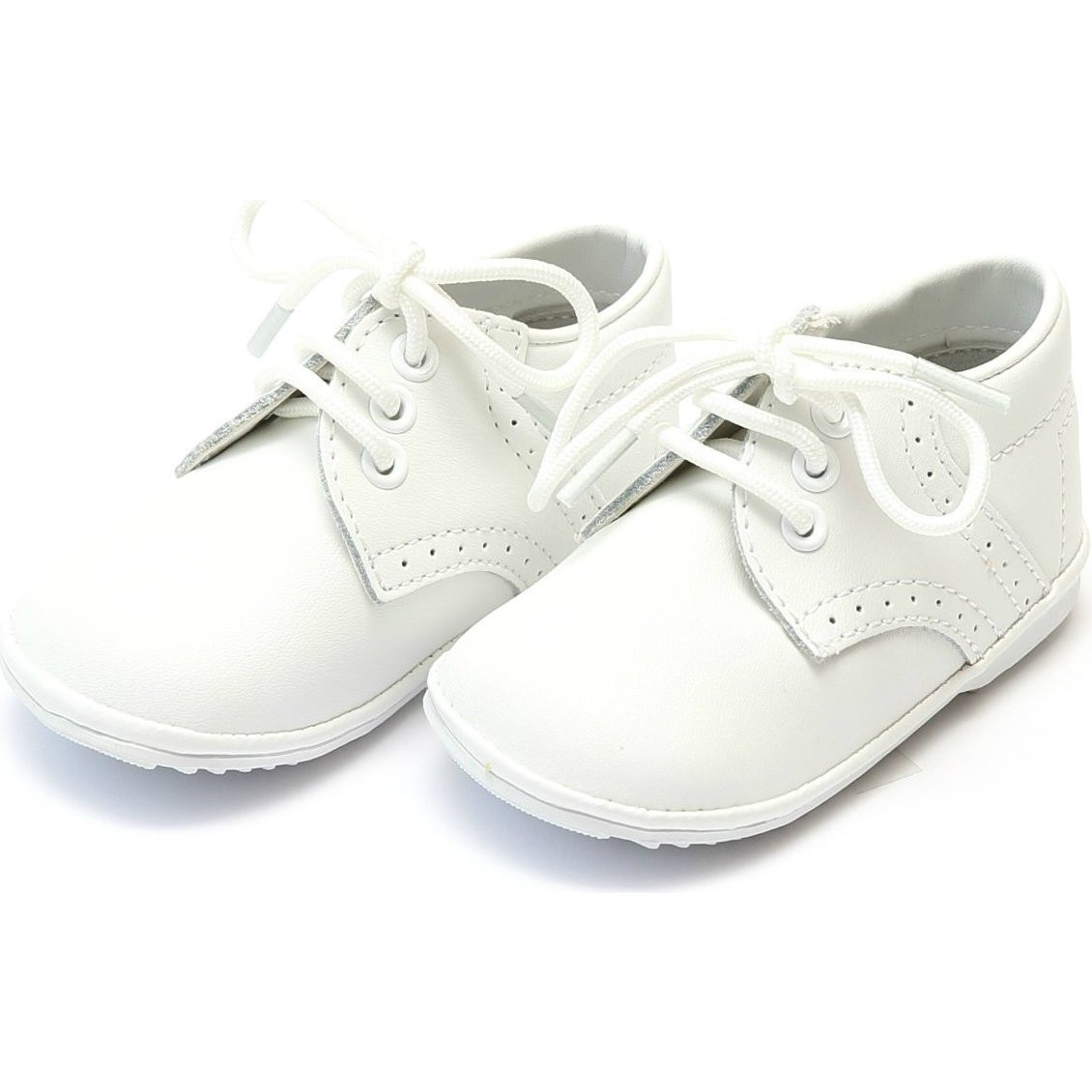 Baby James Leather Lace Up Shoe, White | Maisonette