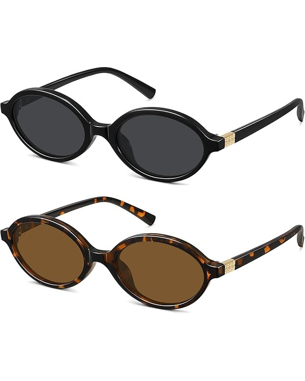 WOWSUN Retro Oval Sunglasses Womens Trendy Sun Glasses Sunnies UV400 Protection | Amazon (US)