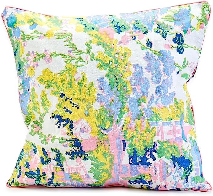 Two's Company Festival Cotton Square Pillow with Zipper Closure and Polyfill Pillow Insert | Amazon (US)