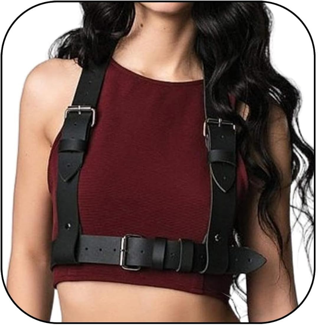 Leather Belly Waist Chain Black Body Chain Harness Chain Belt Party Nightclub Nave Body Jewelry f... | Amazon (US)