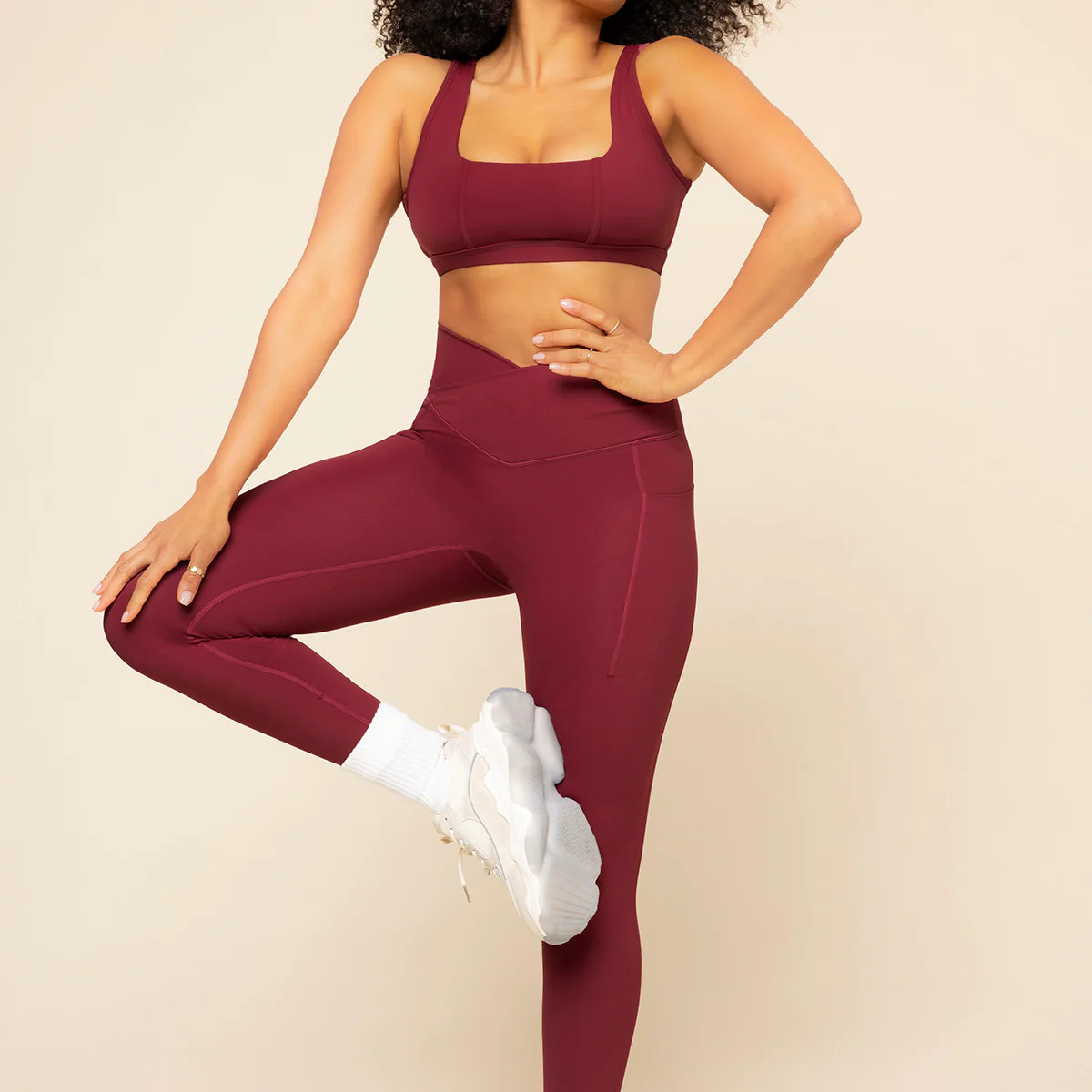 Crisscross Hourglass® Leggings with Pockets - Crimson | POPFLEX