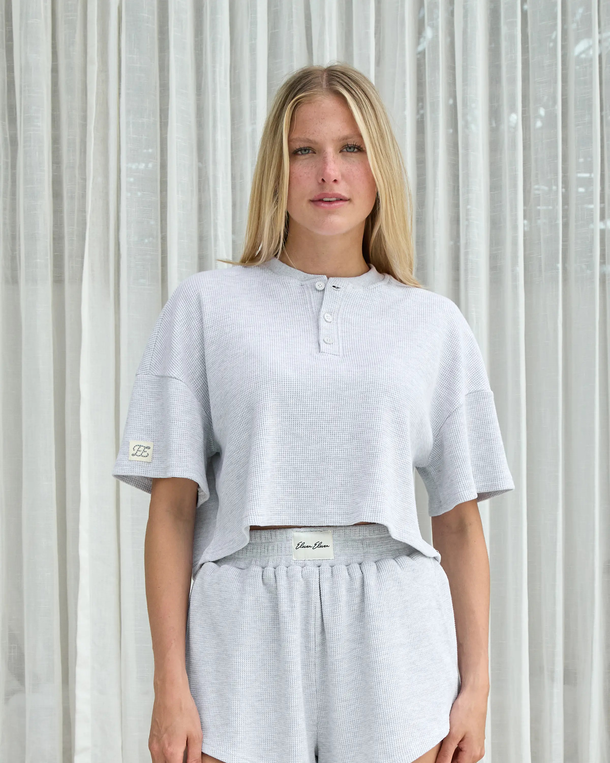 Short Sleeve Waffle Henley | Eleven Eleven