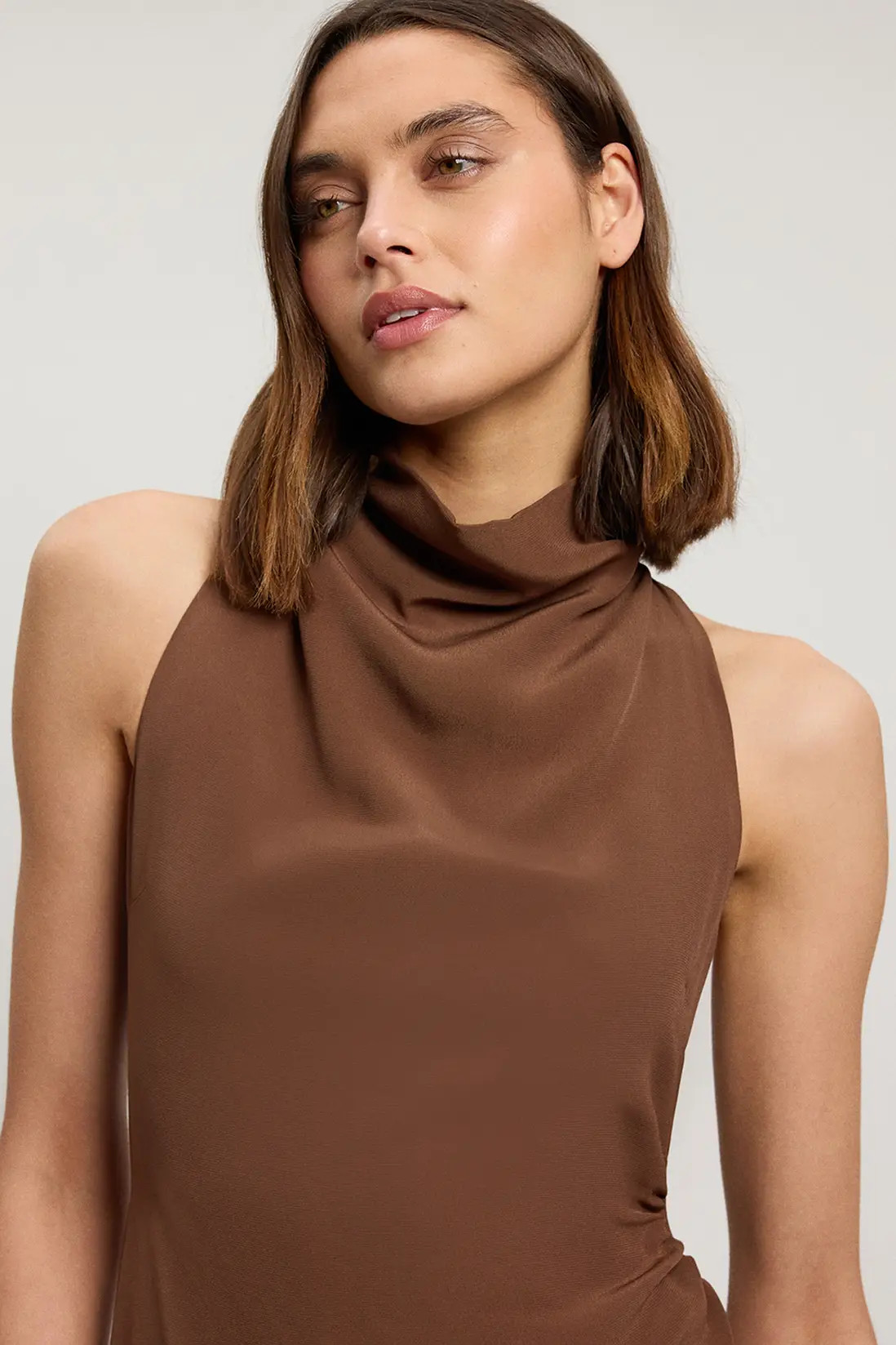 Satin Viscose Drape Cowl Neck Maxi Dress | Karen Millen