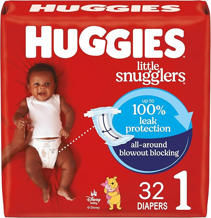 Huggies Size 1 Diapers, Little Snugglers Baby Diapers, Size 1 (8-14 lbs), 32 Count, Packaging May... | Amazon (US)