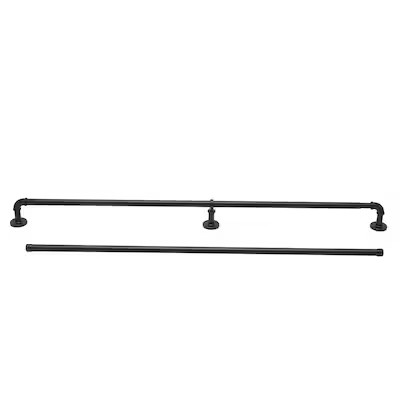 allen + roth 72-in to 144-in Black Steel Single curtain rod | Lowe's