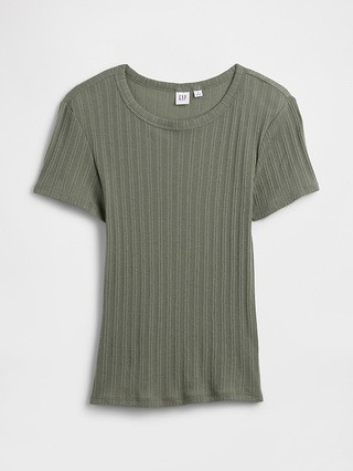 Ribbed Pointelle Crewneck T-Shirt | Gap Factory