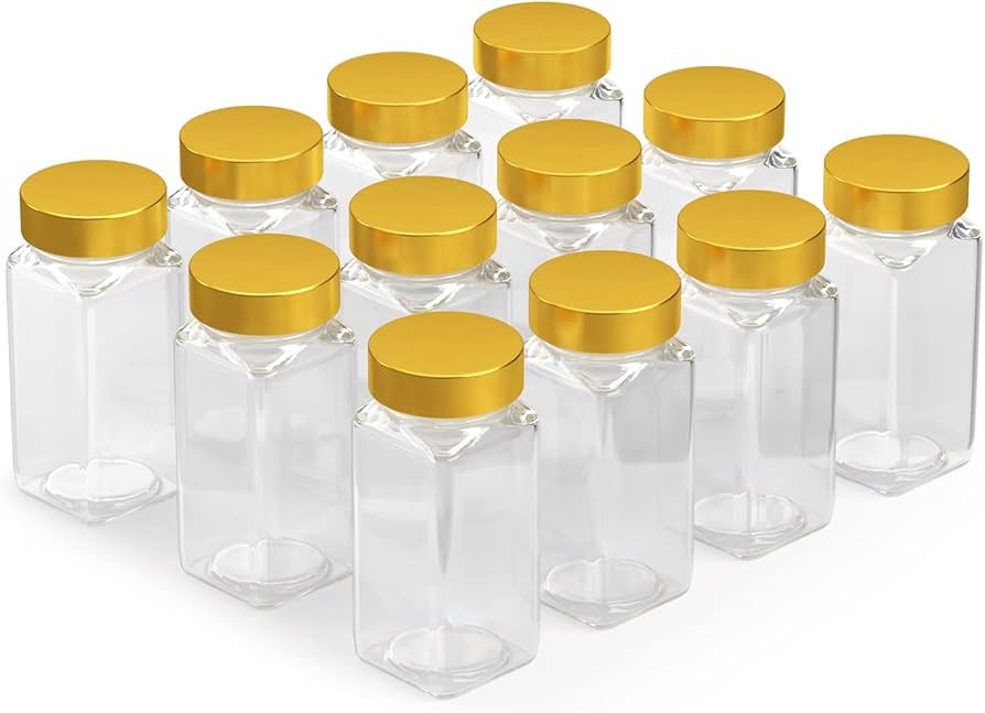 TAFTS SQUARE Glass Spice Jars & Bottles l 33% Thicker - 12 Pcs Glass Spice - 3 oz or 4oz Empty Gl... | Amazon (US)