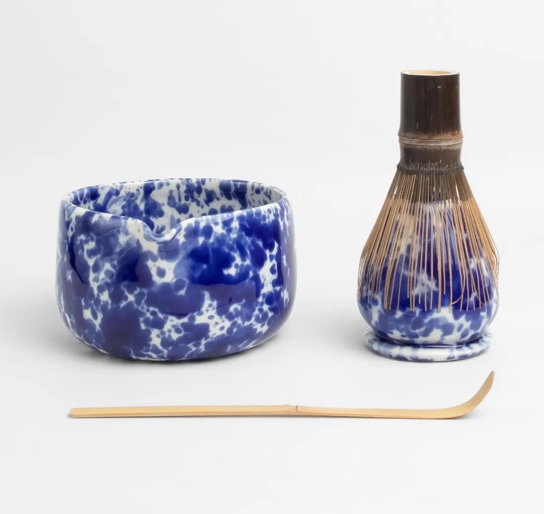 Cobalt Splashes Matcha Bowl, Ceramic Blue Splatter Matcha Set, Handmade Matchawan, Matcha Bowl Wi... | Etsy (US)