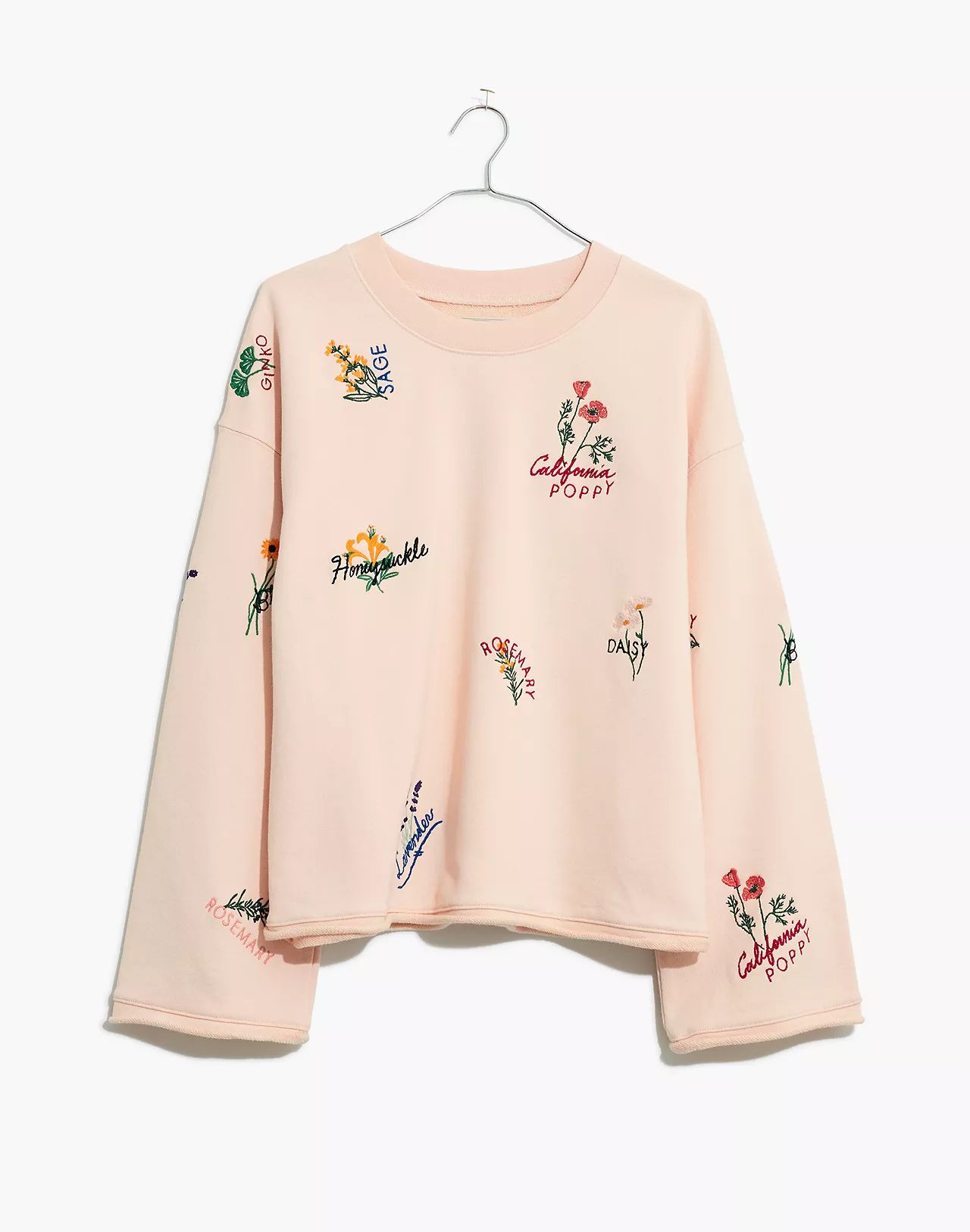 Botanical Embroidered Bell-Sleeve Sweatshirt | Madewell