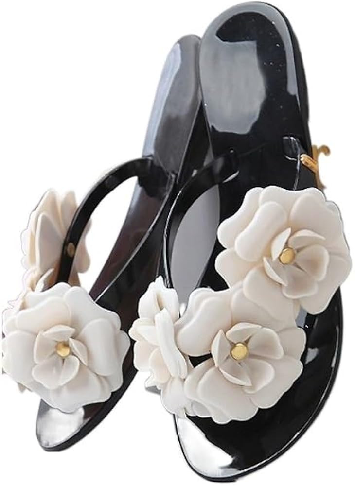 Summer Women's Shoes Flip Flops Women Slippers Female Beach Sandals with Floral Ladies Jelly Shoe... | Amazon (US)