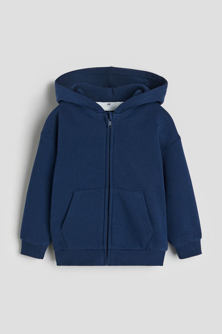 Zip-through hoodie - Navy blue - Kids | H&M GB | H&M (UK, MY, IN, SG, PH, TW, HK)