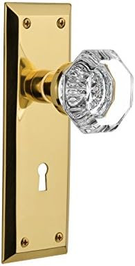 Nostalgic Warehouse New York Plate with Keyhole Waldorf Crystal Knob, Single Dummy, Unlacquered Bras | Amazon (US)