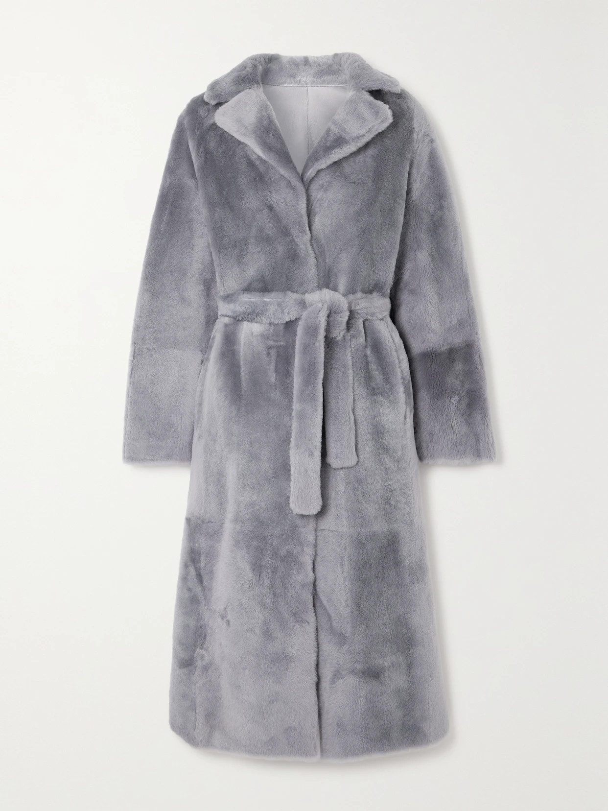 Yves Salomon - Belted Shearling Coat - Gray | NET-A-PORTER (US)