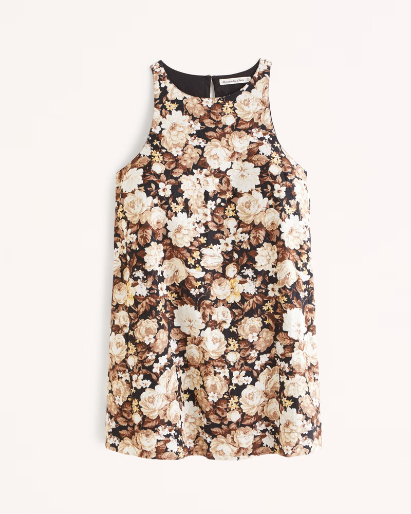 High-Neck Linen-Blend Mini Dress | Abercrombie & Fitch (US)