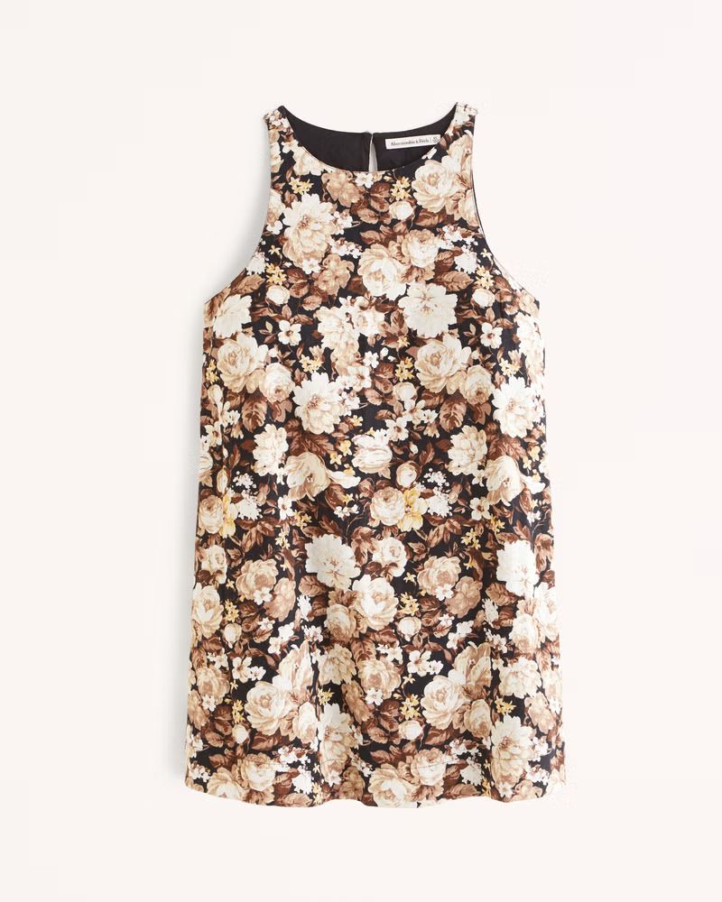 Women's High-Neck Linen-Blend Mini Dress | Women's Clearance | Abercrombie.com | Abercrombie & Fitch (US)