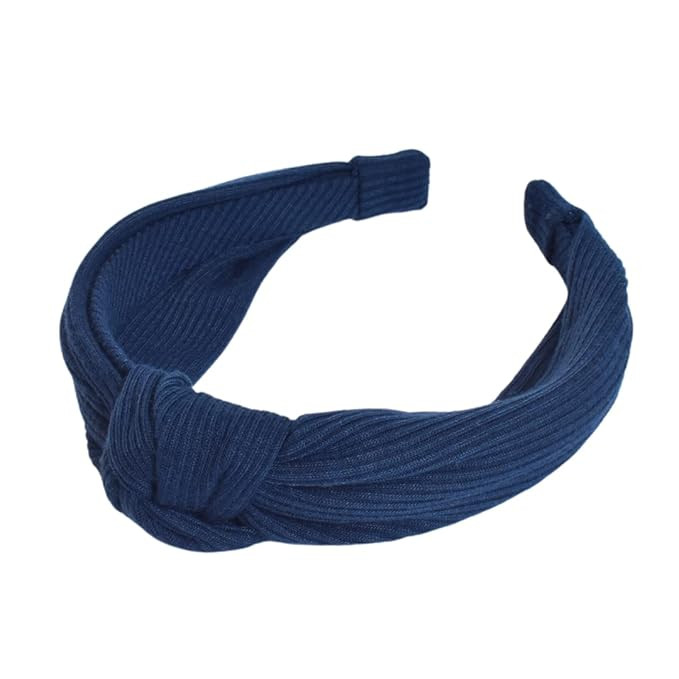 Ribbed Cotton Knotted Headband (Navy) | Amazon (US)