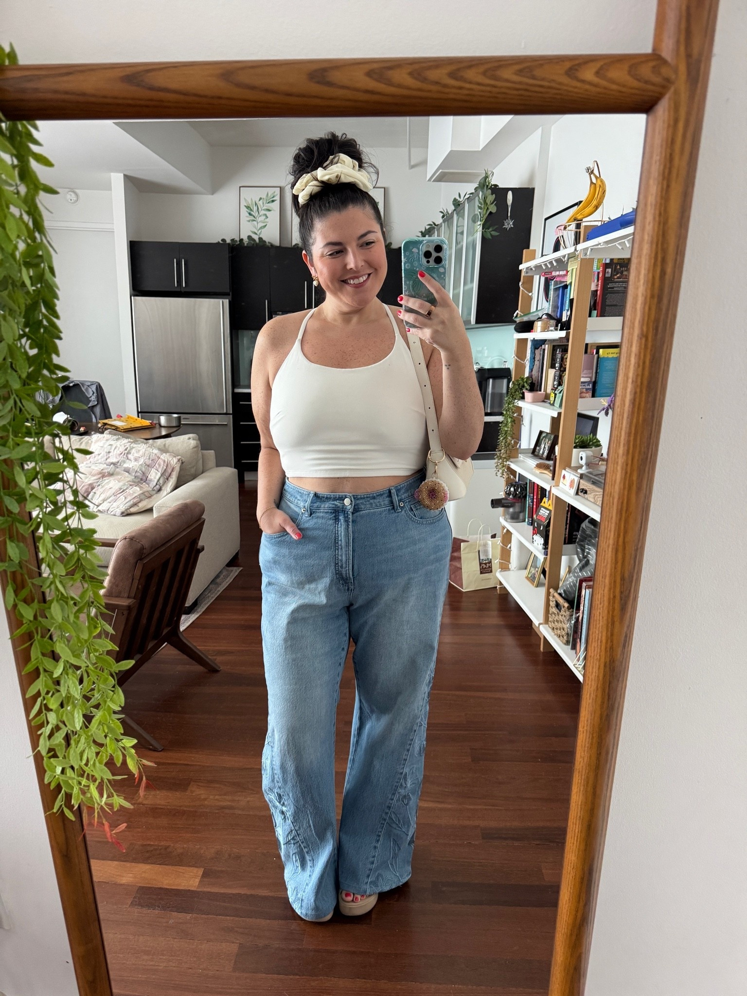 Casual outfit of the day 🩵🤍 the denim jeans are on sale at Macys!

#LTKootd #LTKSaleAlert